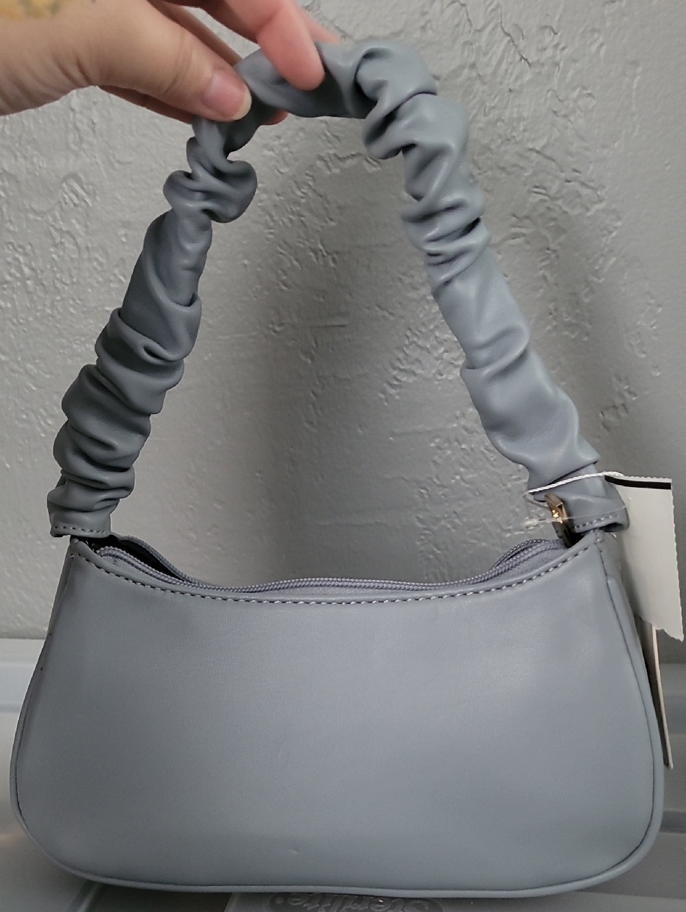 Blue Women's Scrunched-Handle Shoulder Bag